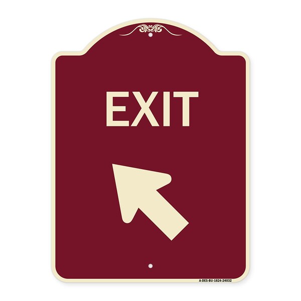 Exit Exit with Left Arrow Heavy-Gauge Aluminum Architectural Sign, 24" H, 18" L, BU-1824-24032